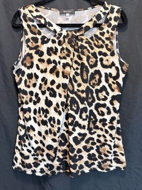 Nine West Leopard Print Sleeveless Tank Top in Tan and Black